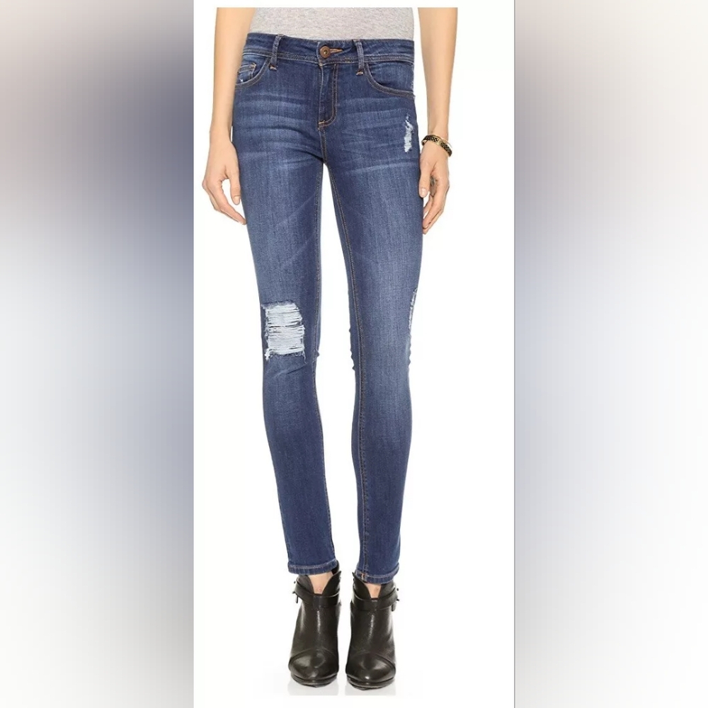 DL1961 Blue Skinny Jeans with Distressed Detailing